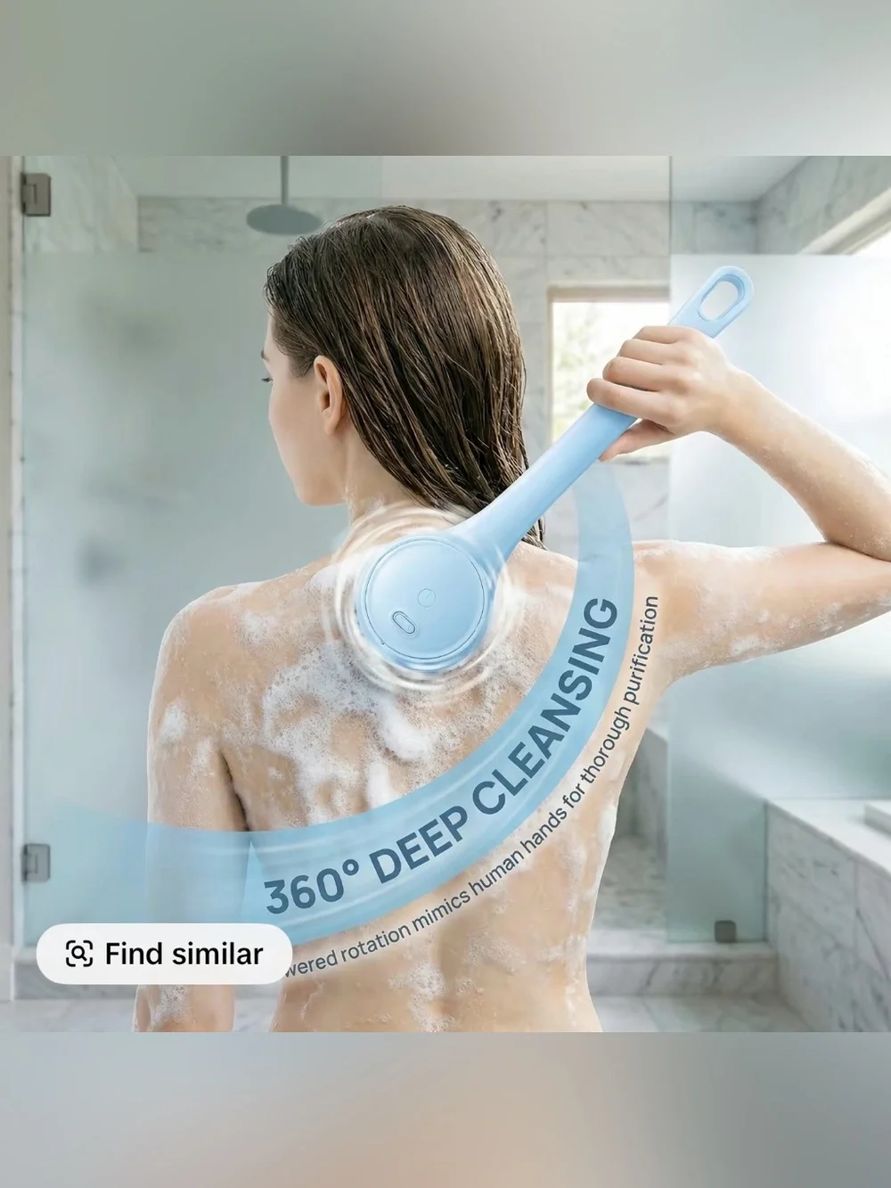 Rechargeable Electric Body Scrubber, Waterproof 360° Rotating Shower Brush
